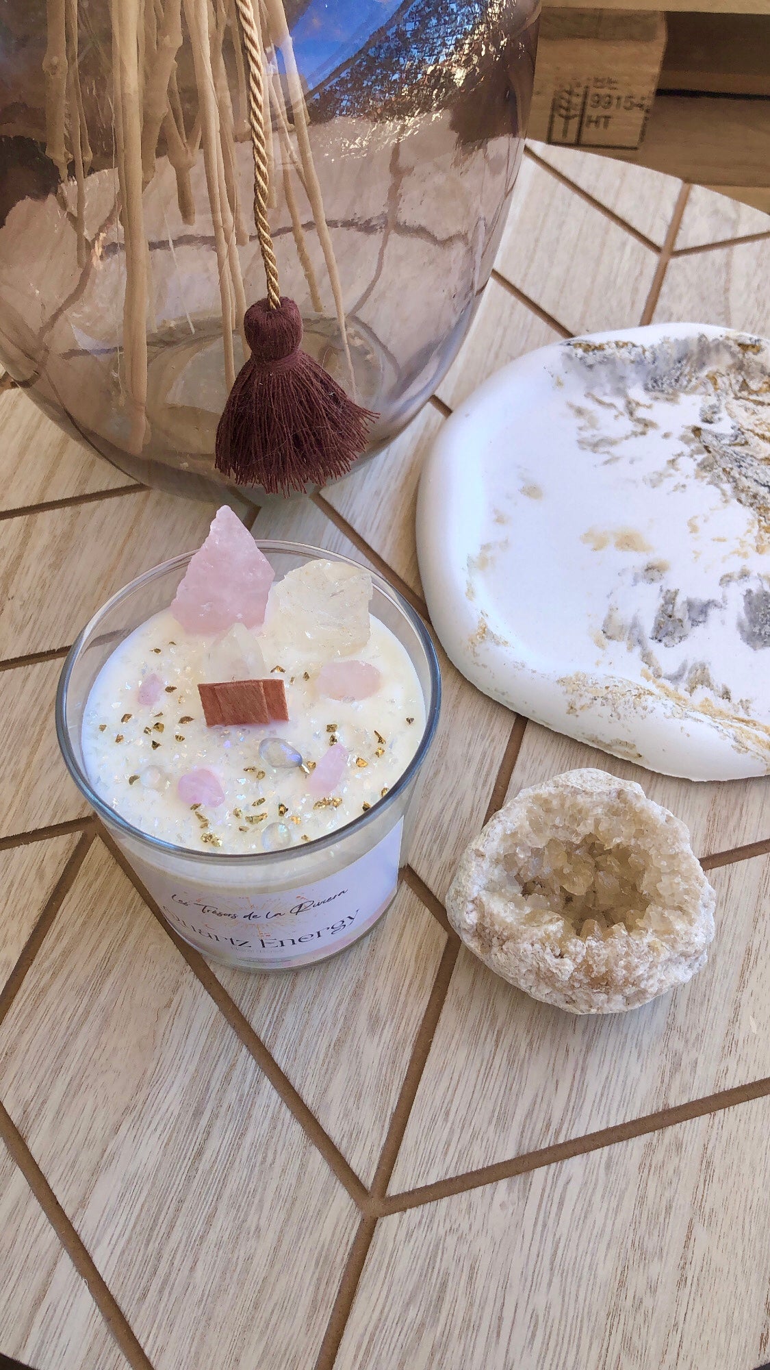 Bougie Lithotérapie : végétale fait main, florale et boisée, Parfums de Grasse