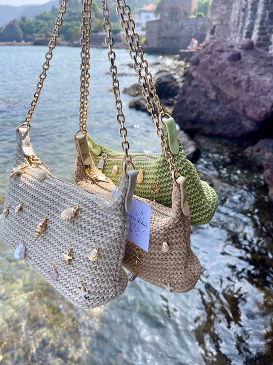 Sacs BAÏA Les Trésors de la Riviera sacs breloques coquillages 