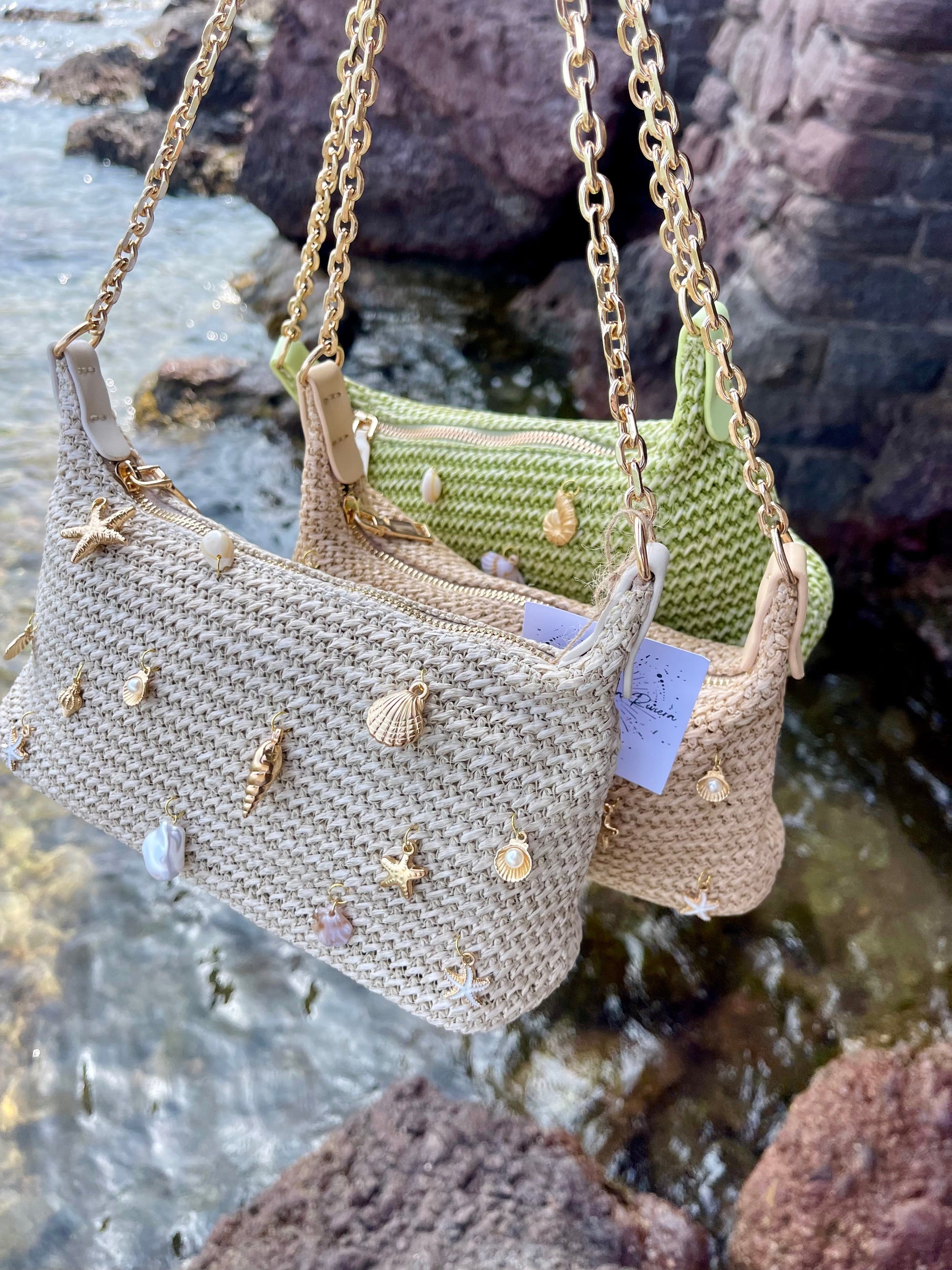 Sacs BAÏA Les Trésors de la Riviera sacs breloques coquillages 