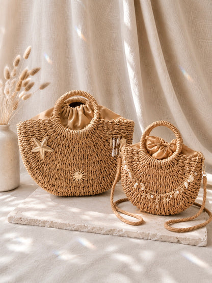 Collection Esmée sacs en osier personnalisés petit et grand modèle Les Trésors de la Riviera